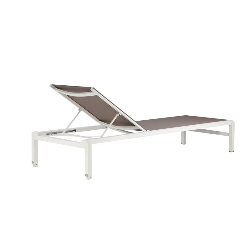 Pemberly Row Modern Aluminum Frame Patio Loungers in Gray (Set of 2)