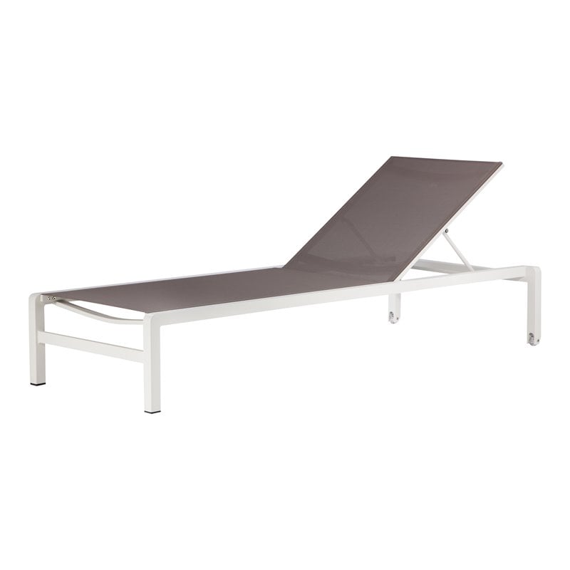 Pemberly Row Modern Aluminum Frame Patio Loungers in Gray (Set of 2)