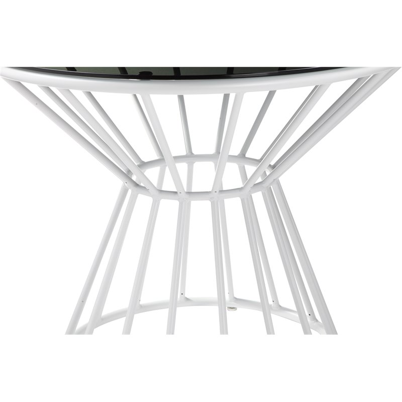 Pemberly Row 5-piece Modern Aluminum Frame Patio Dining Set in White