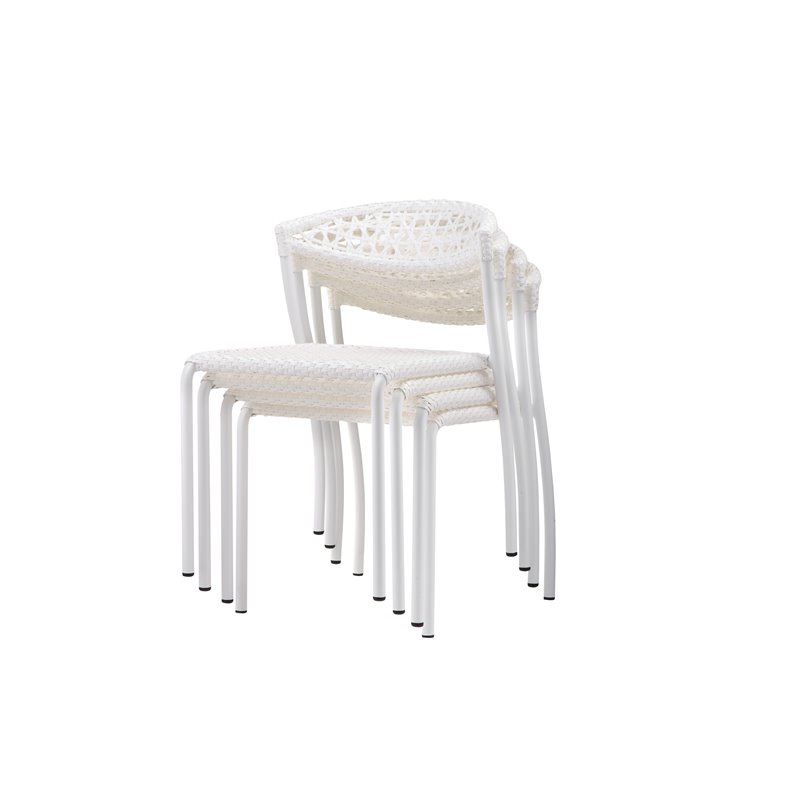 Pemberly Row 5-piece Modern Aluminum Frame Patio Dining Set in White