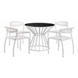 Pemberly Row 5-piece Modern Aluminum Frame Patio Dining Set in White