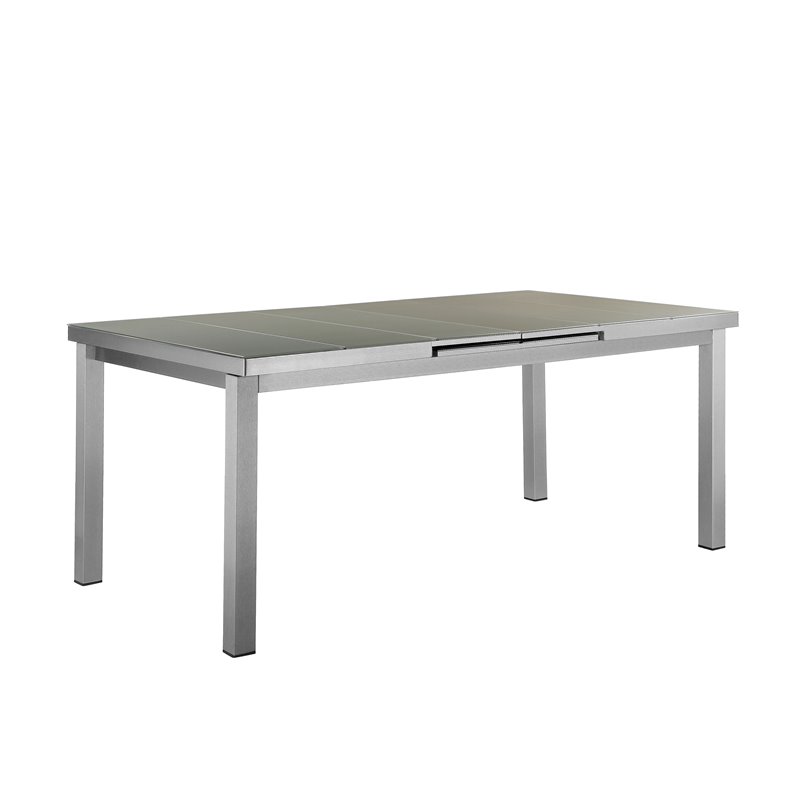 Pemberly Row 7-piece Aluminum Patio Dining Set with Extension Table in Gray
