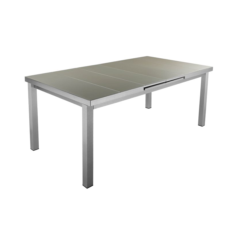 Pemberly Row 7-piece Aluminum Patio Dining Set with Extension Table in Gray