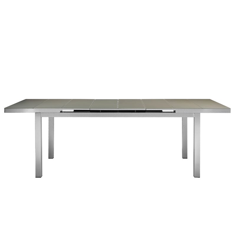 Pemberly Row 7-piece Aluminum Patio Dining Set with Extension Table in Gray