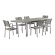 Pemberly Row 7-piece Aluminum Patio Dining Set with Extension Table in Gray