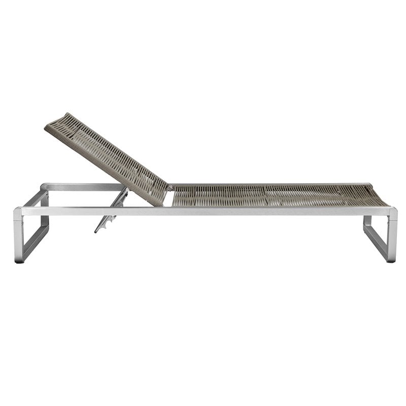 Pemberly Row Adjustable Height Aluminum Patio Lounger in Gray