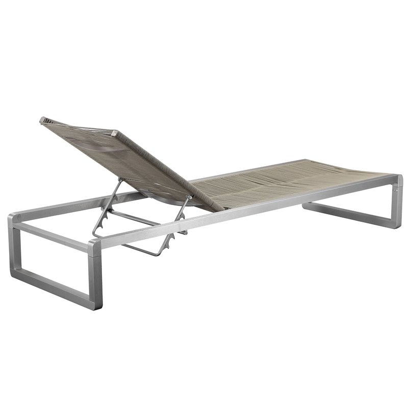Pemberly Row Adjustable Height Aluminum Patio Lounger in Gray