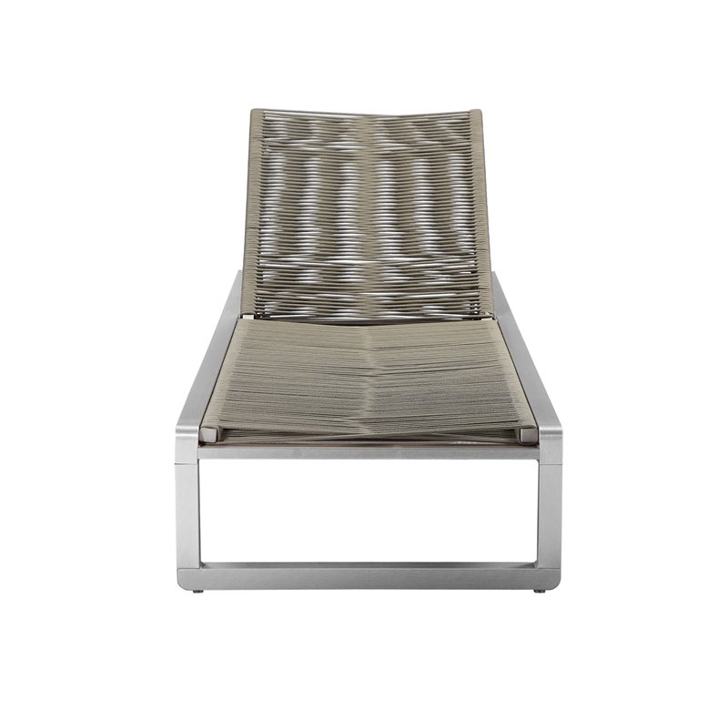 Pemberly Row Adjustable Height Aluminum Patio Lounger in Gray