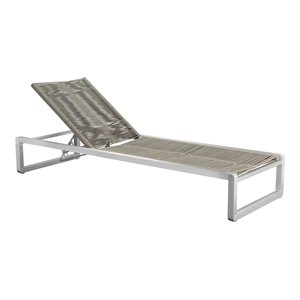 Pemberly Row Adjustable Height Aluminum Patio Lounger in Gray