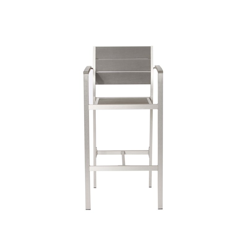 Pemberly Row Contemporary 7-piece Aluminum Patio Bar Set in Gray