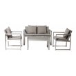 Pemberly Row Contemporary 4-piece Aluminum Outdoor Sofa Set in Gray