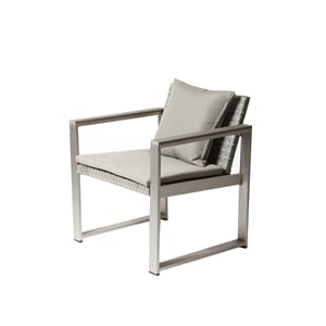 Pemberly Row Modern Anodized Aluminum Outdoor Chair in Gray Taupe