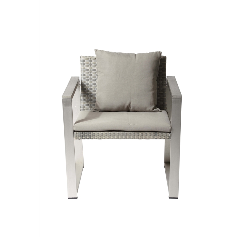 Pemberly Row Modern Anodized Aluminum Outdoor Chair in Gray Taupe