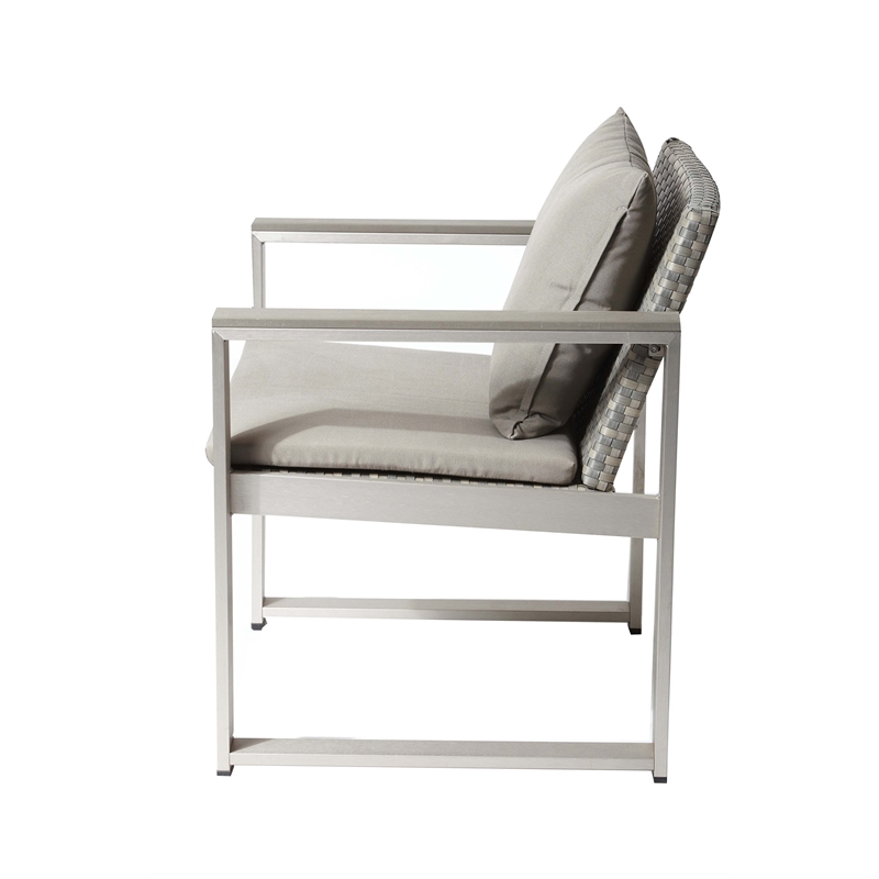 Pemberly Row Modern Anodized Aluminum Outdoor Chair in Gray Taupe