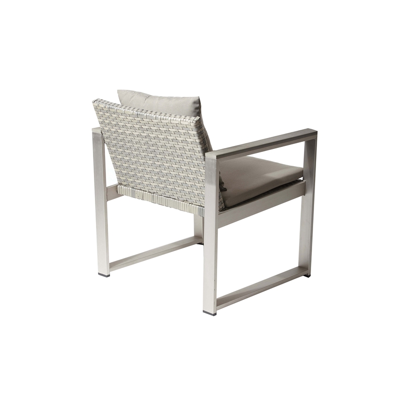 Pemberly Row Modern Anodized Aluminum Outdoor Chair in Gray Taupe