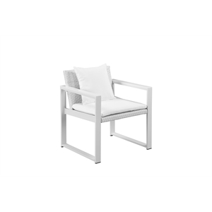 Pemberly Row Modern Anodized Aluminum Outdoor Chair in White