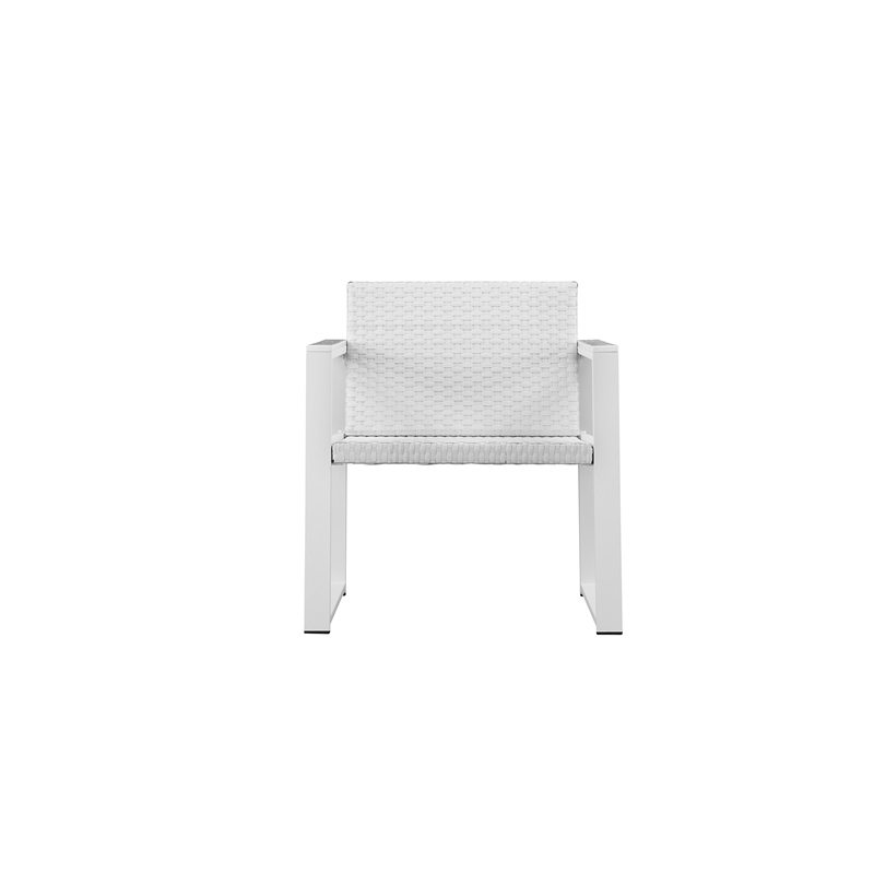 Pemberly Row Modern Anodized Aluminum Outdoor Chair in White