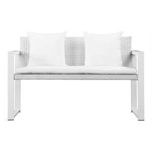 Pemberly Row Contemporary Anodized Aluminum Outdoor Sofa in White
