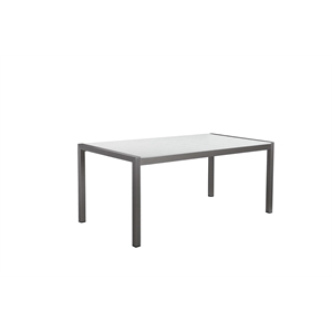 Pemberly Row 71&quot Modern Aluminum Patio Dining Table in Brush Frame/White