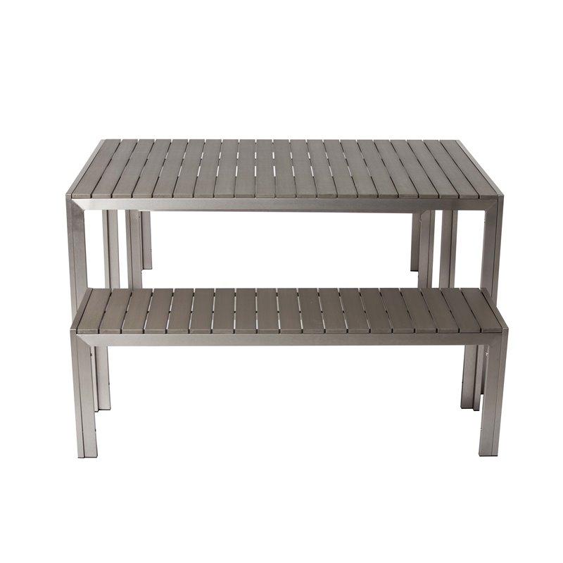 Pemberly Row 4-piece Modern Aluminum Patio Dining Set in Gray