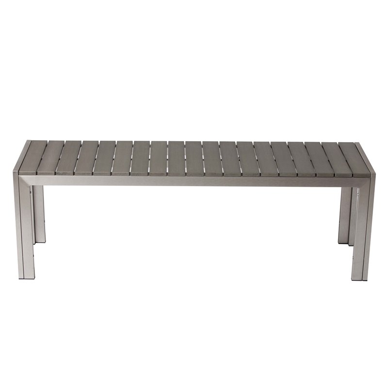 Pemberly Row 4-piece Modern Aluminum Patio Dining Set in Gray
