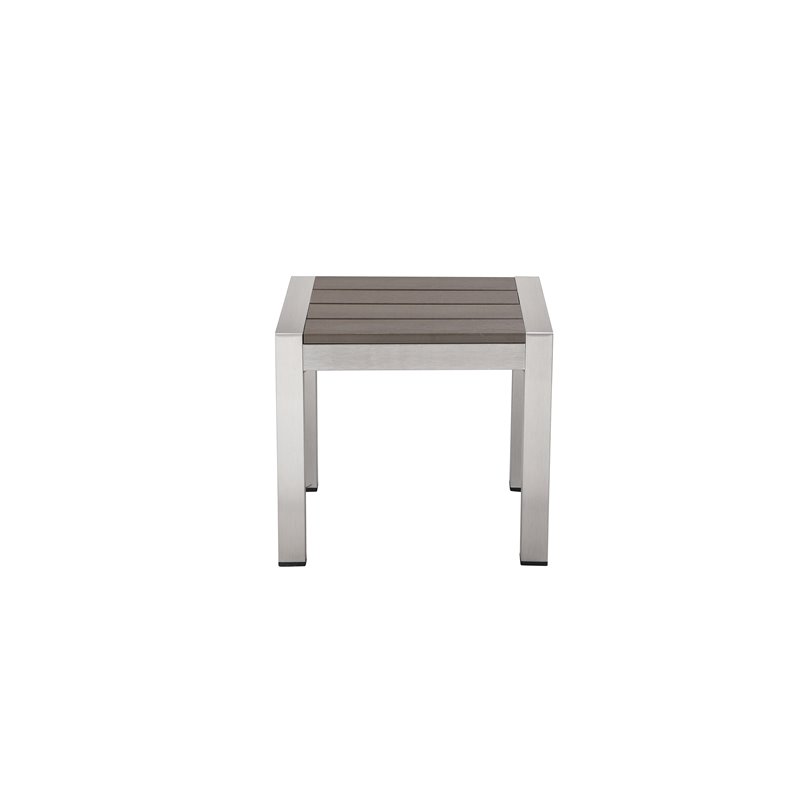 Pemberly Row 4-piece Aluminum Patio 2 Loungers and 2 Side Tables in Gray