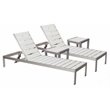 Pemberly Row 4-piece Aluminum Patio 2 Loungers and 2 Side Tables in White