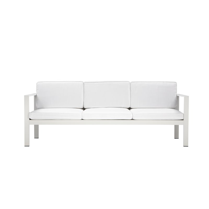 Pemberly Row Contemporary Aluminum Outdoor 3-seater Sofa in White