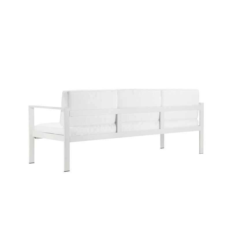 Pemberly Row Contemporary Aluminum Outdoor 3-seater Sofa in White