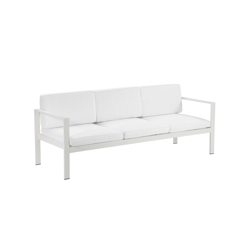Pemberly Row Contemporary Aluminum Outdoor 3-seater Sofa in White