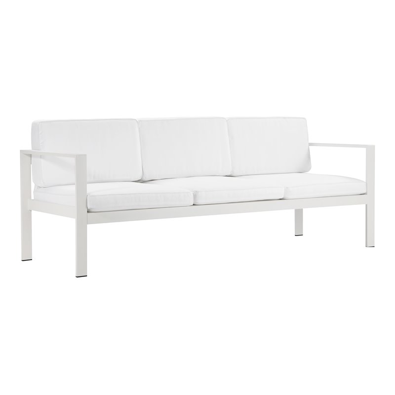Pemberly Row Contemporary Aluminum Outdoor 3-seater Sofa in White