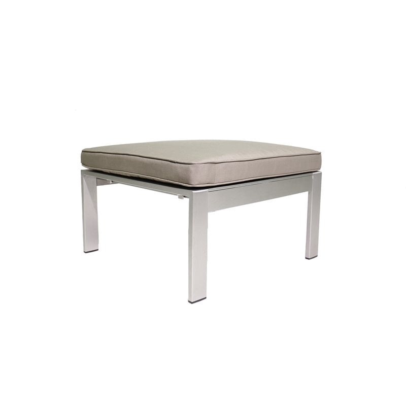 Pemberly Row Contemporary Aluminum Patio Ottoman in Gray Taupe