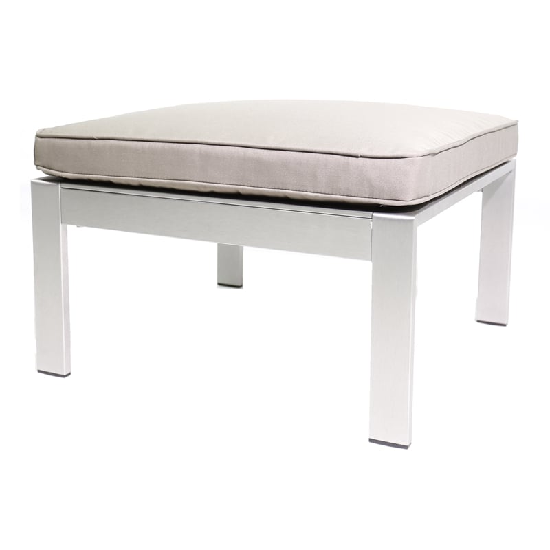Pemberly Row Contemporary Aluminum Patio Ottoman in Gray Taupe