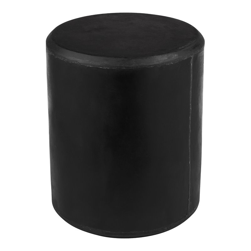 Pemberly Row Contemporary Round Fiberglass Patio Side Table in Black