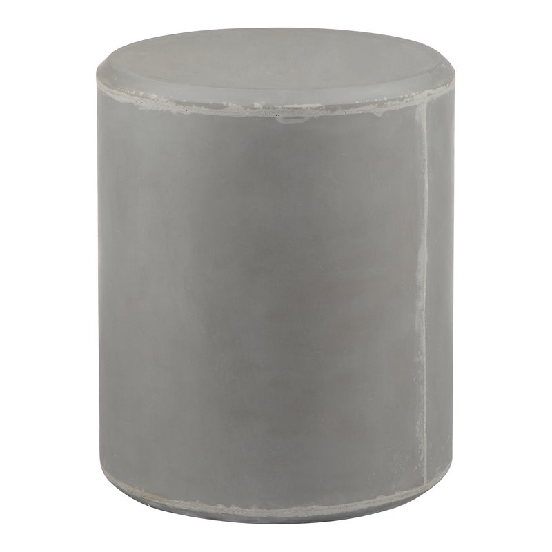 Pemberly Row Round Modern Fiberglass Patio Side Table in Gray