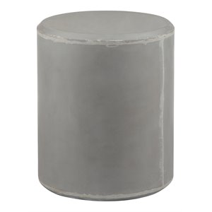 Pemberly Row Round Modern Fiberglass Patio Side Table in Gray