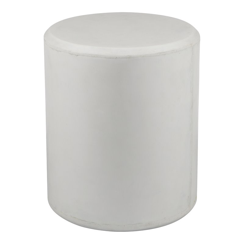 Pemberly Row Contemporary Round Fiberglass Patio Side Table in White