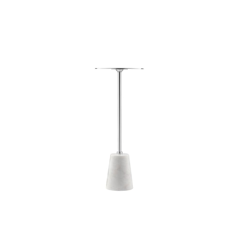 Pemberly Row Modern Genuine Marble and Metal Side Table in White