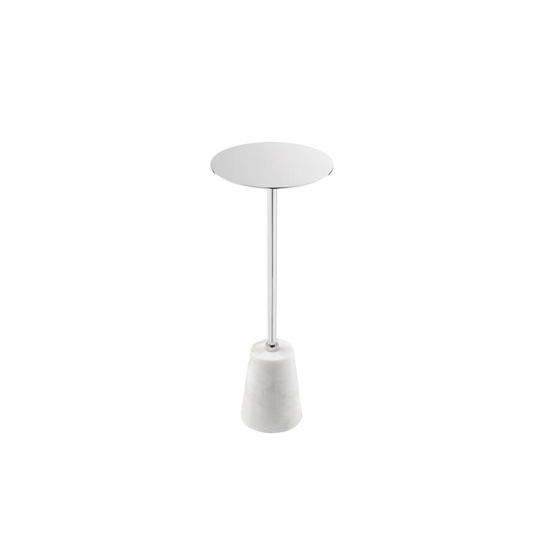 Pemberly Row Modern Genuine Marble and Metal Side Table in White