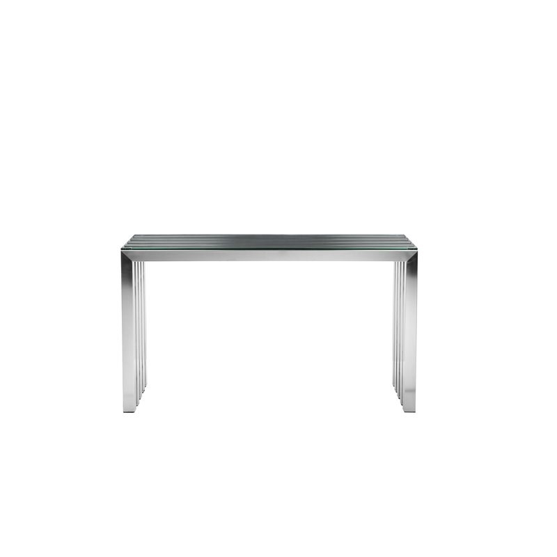 Pemberly Row Modern Brushed Steel Metal Console Table in Silver