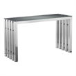 Pemberly Row Modern Brushed Steel Metal Console Table in Silver
