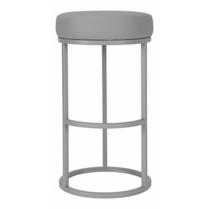 Pemberly Row 30&quot Modern Faux Leather & Metal Stand Bar Stool in Gray