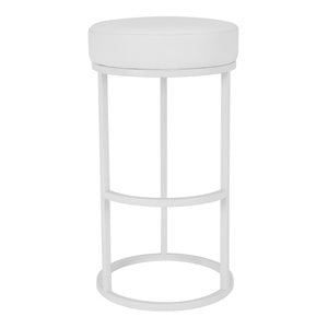 Pemberly Row 30&quot Modern Faux Leather & Metal Stand Bar Stool in White