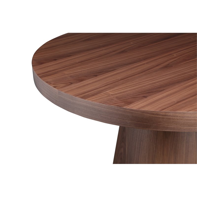 Pemberly Row Modern Wood Veneer & Polished Steel Dining Table in Walnut
