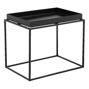 Pemberly Row Contemporary Framed Tray Metal Side Table in Black
