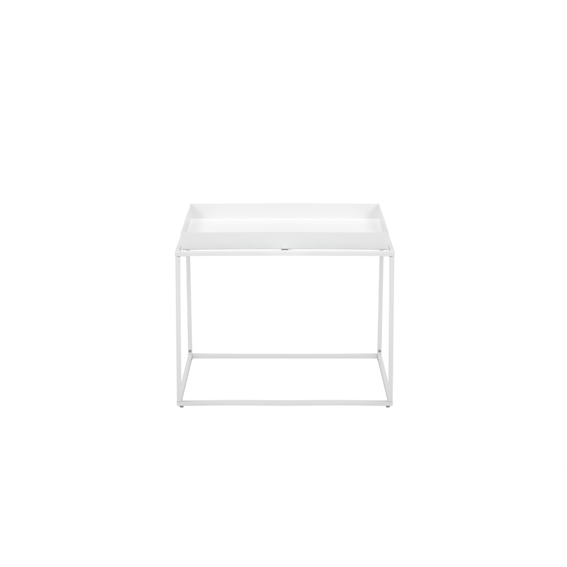 Pemberly Row Contemporary Framed Tray Metal Side Table in White