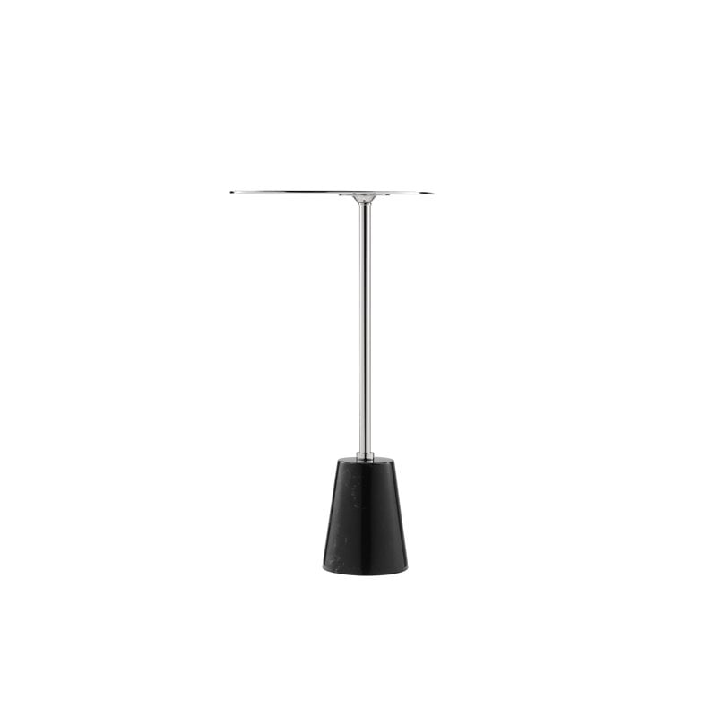 Pemberly Row Modern Genuine Marble & Steel Side Table in Black