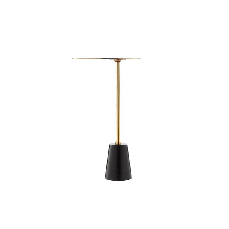 Pemberly Row Modern Genuine Marble & Steel Side Table in Black/Gold
