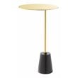 Pemberly Row Modern Genuine Marble & Steel Side Table in Black/Gold