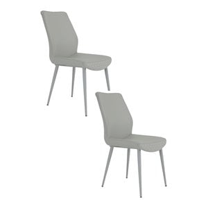 Pemberly Row 18.5&quot Faux Leather Dining Chair in Gray (Set of 2)
